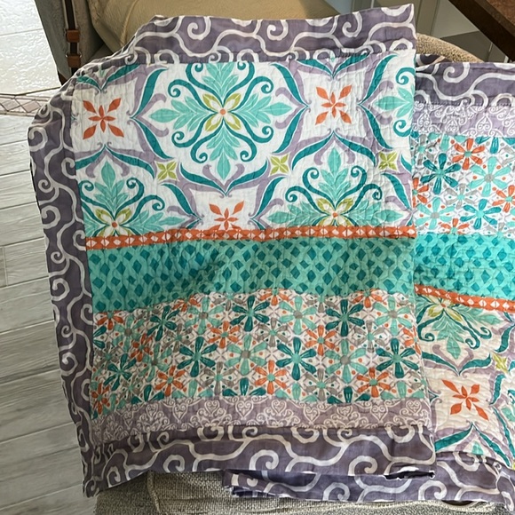 Soft surroundings Positano king quilted pillow shams reversible cotton boho - Picture 7 of 13